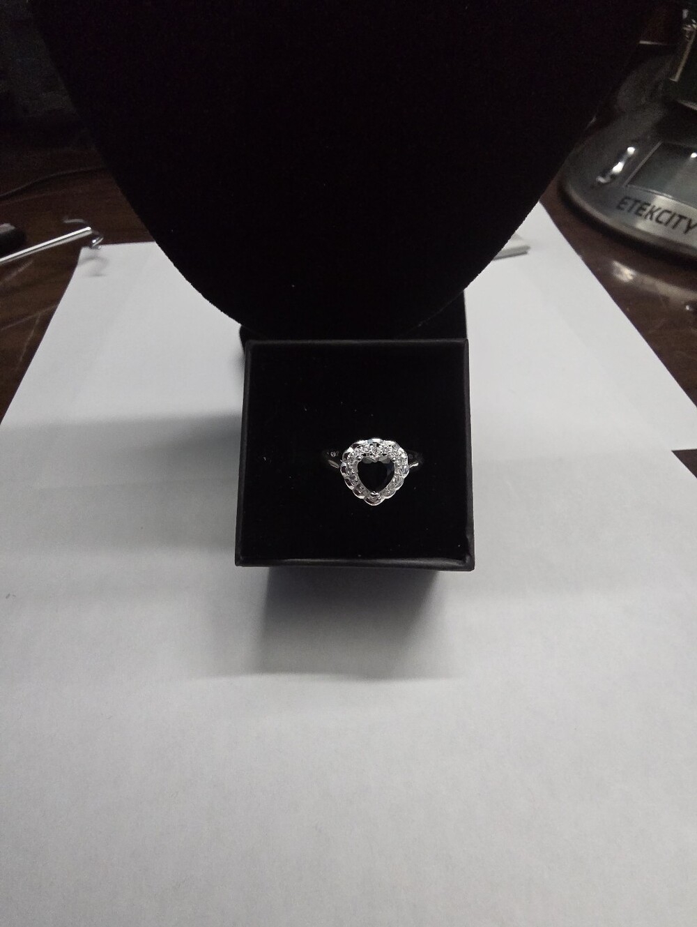 Sterling Silver Black Stone Halo Ring - Elegant Women's Jewelry